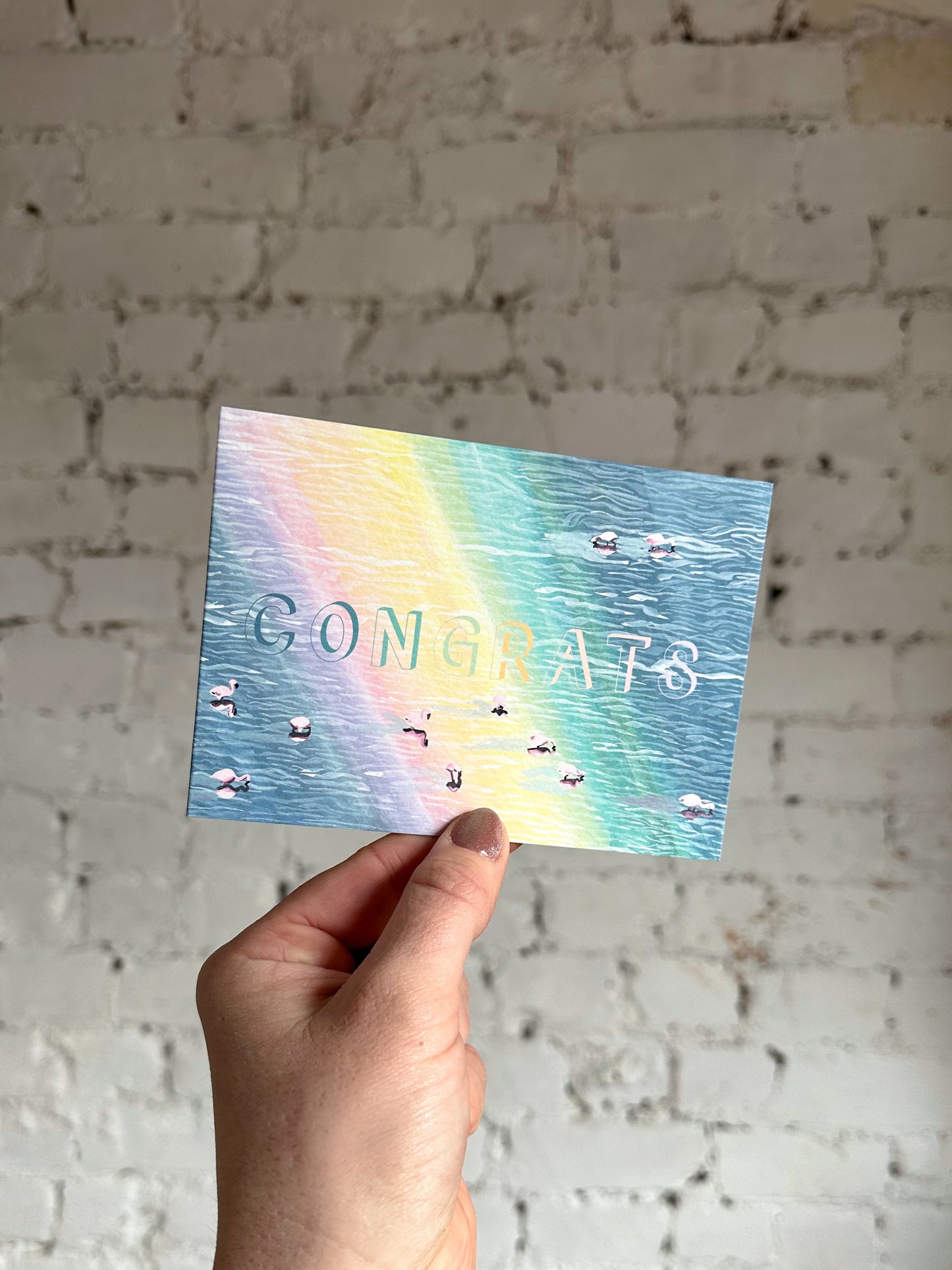 Congrats Flamingos Card