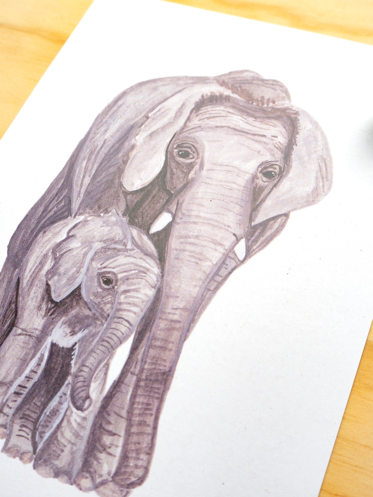 Elephant Mother and Babe Print