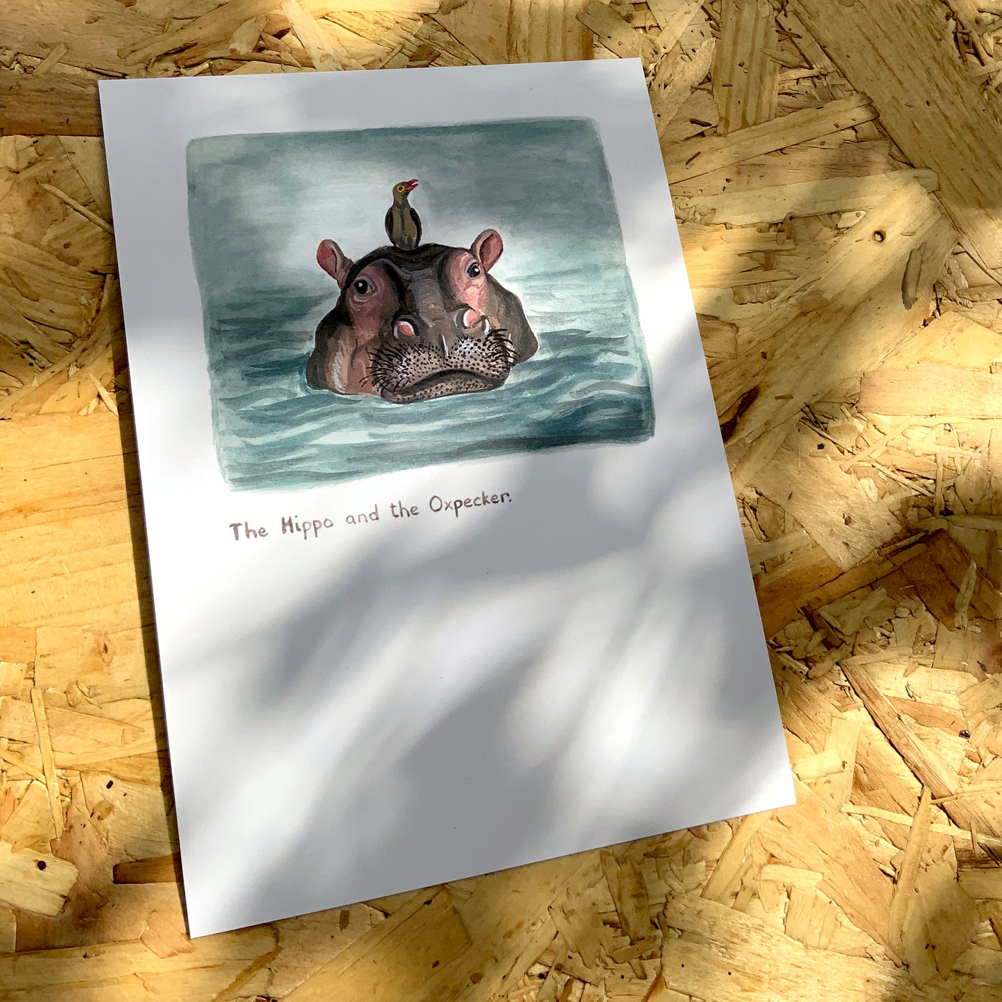 Hippo and the Oxpecker Print