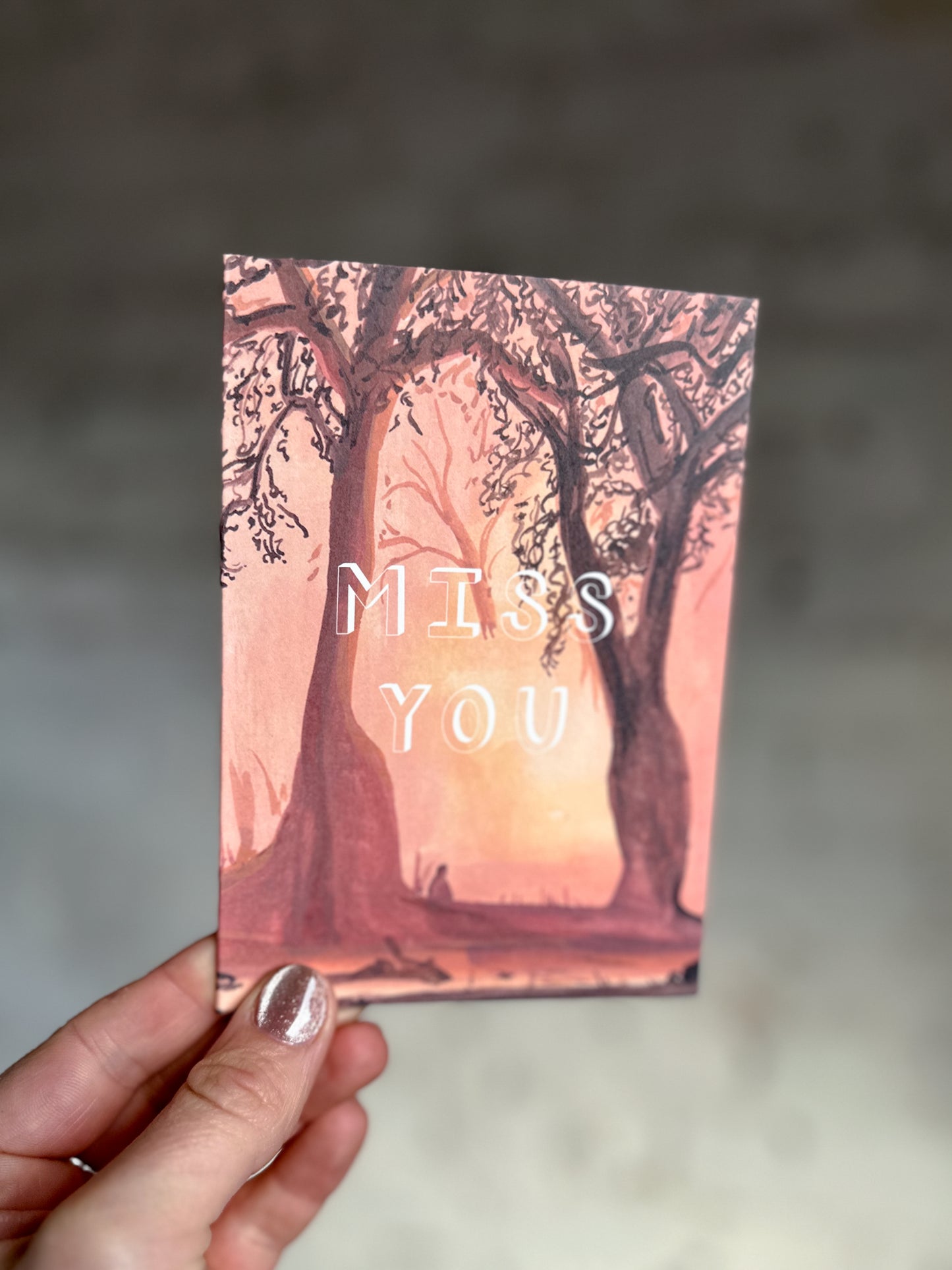 Miss You Tree Sunset Card