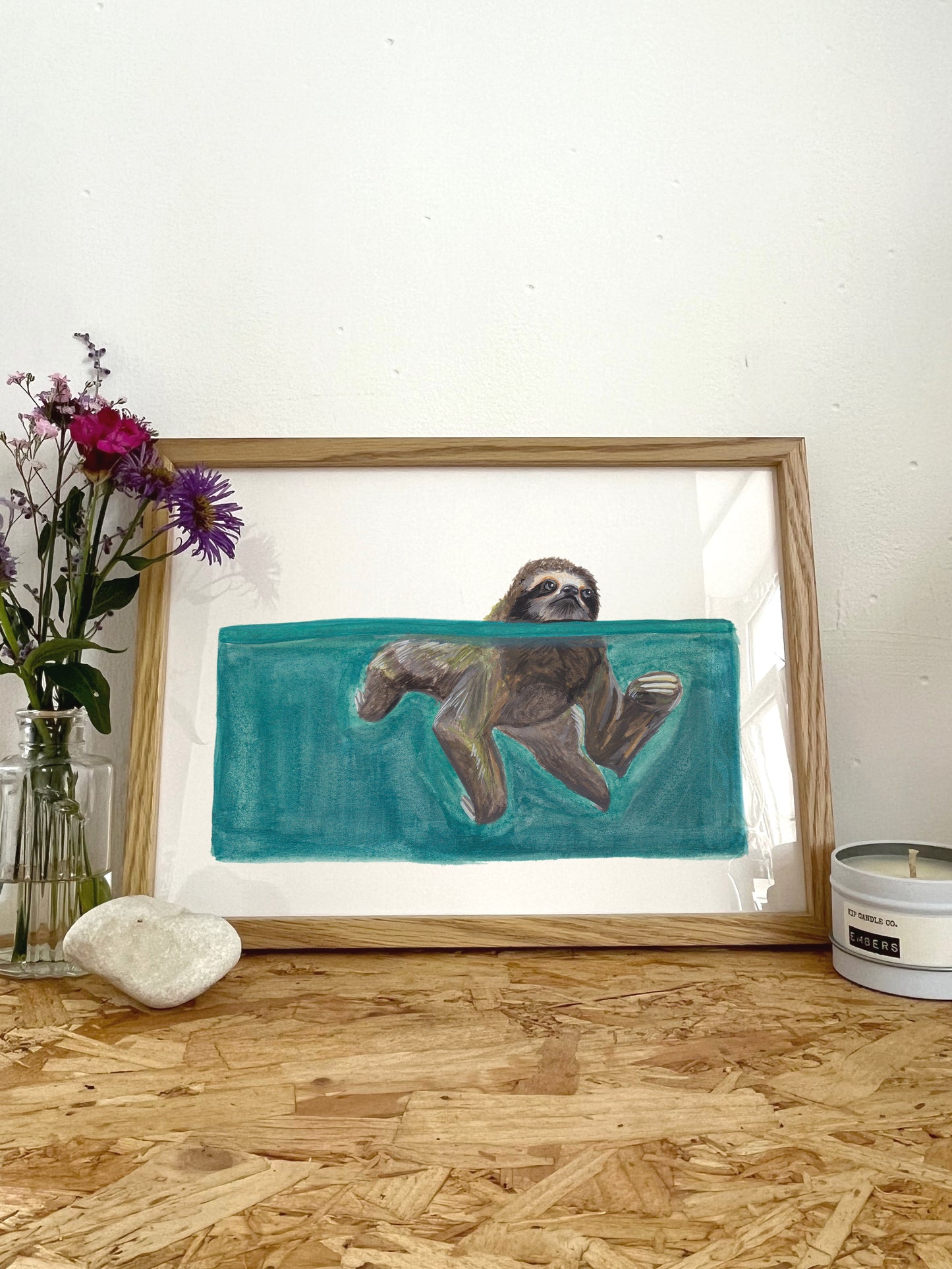 Swimming Sloth Print