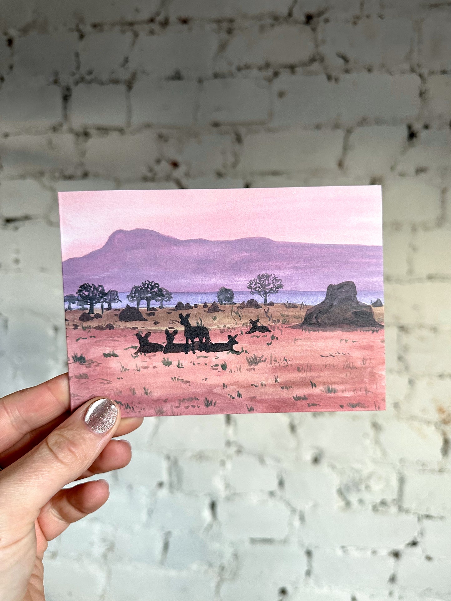 Wild Dogs Sunset Landscape Card