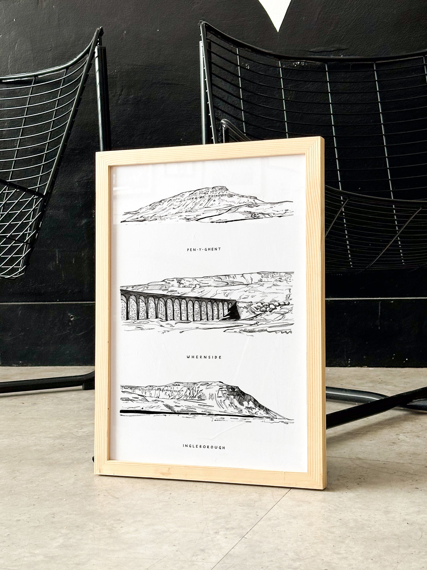 Yorkshire Three Peaks Illustration Print