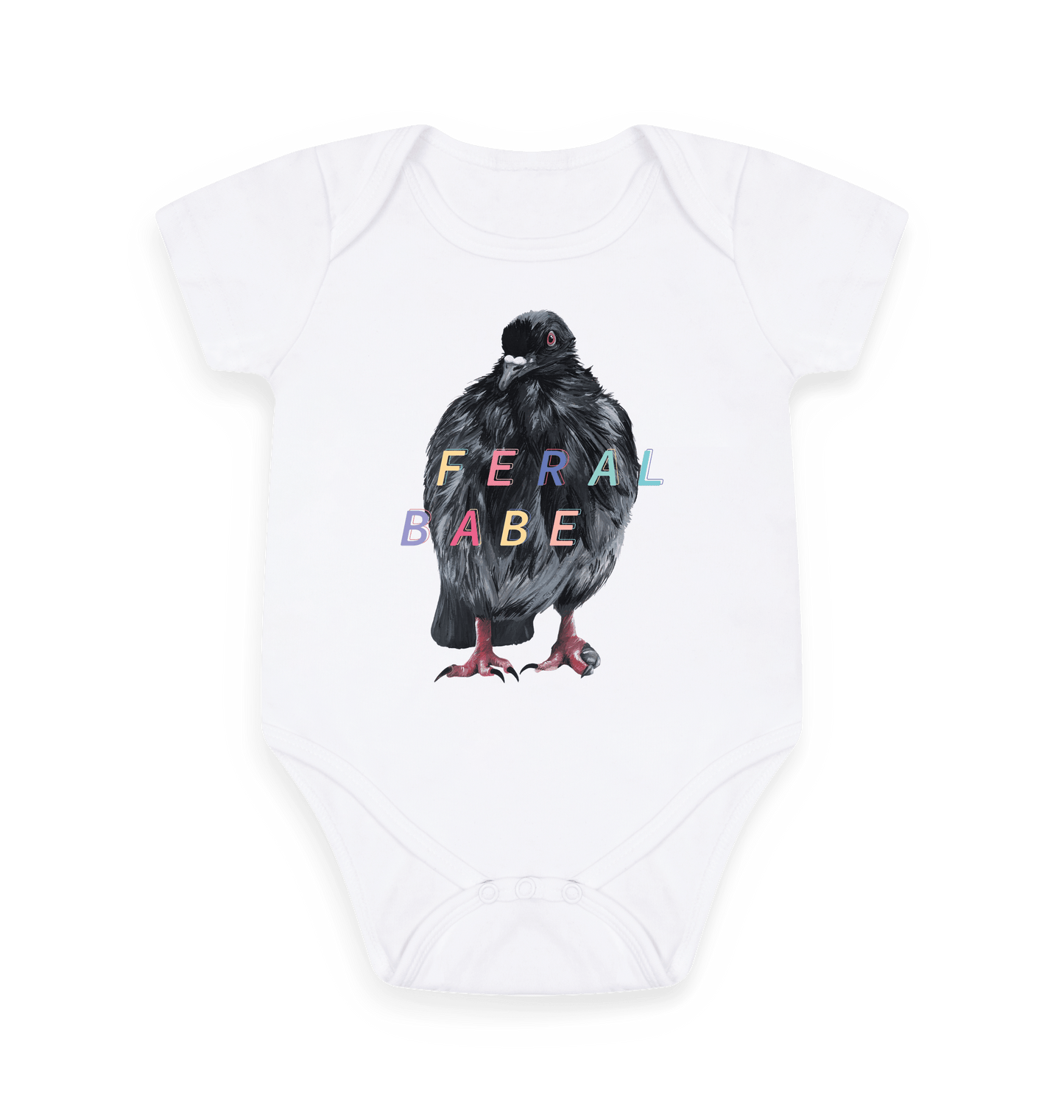 White Printed baby grow Front