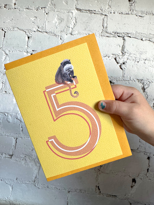 5 Emperor Tamarin Monkey Card