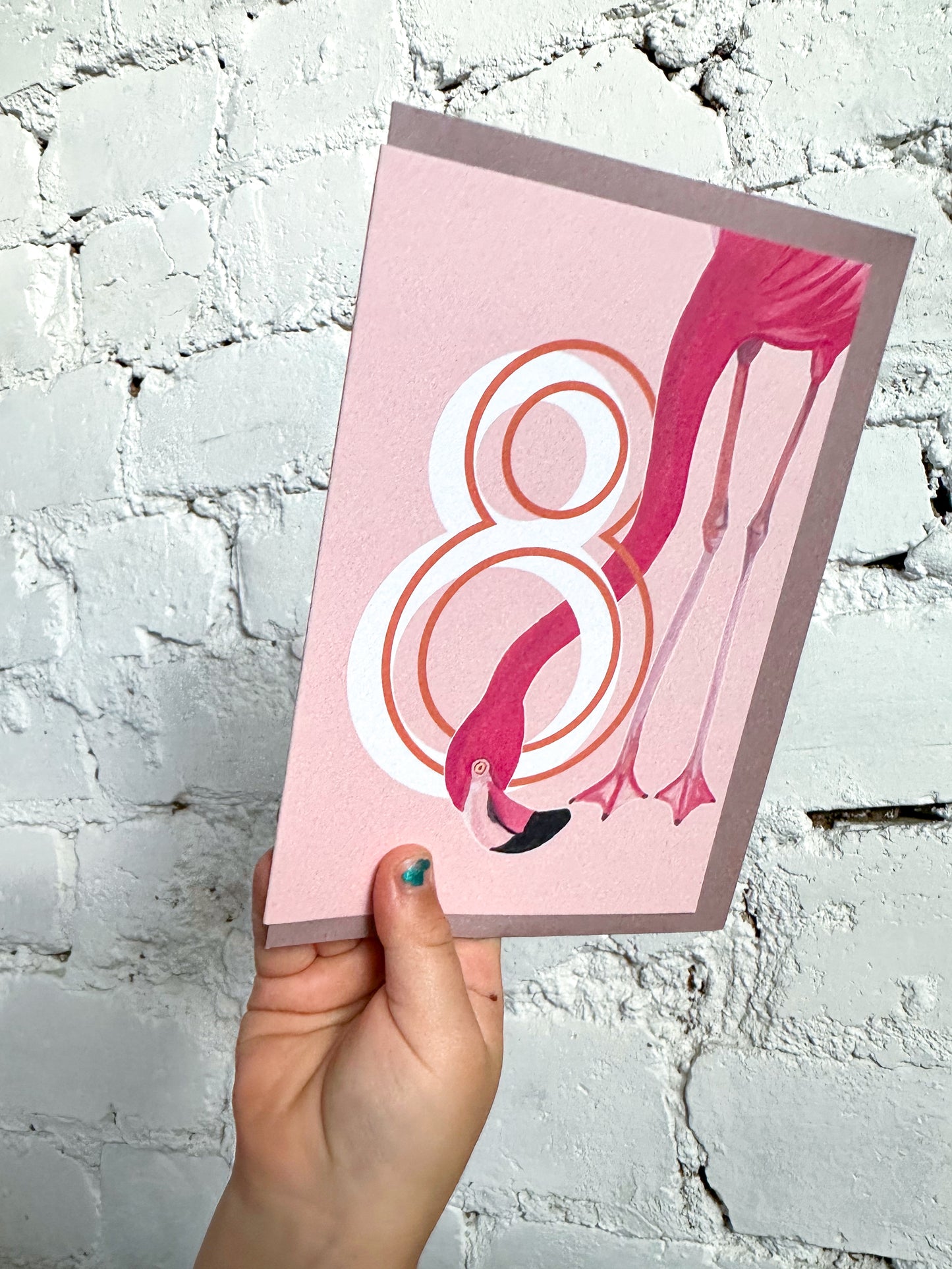8 Flamingo Card