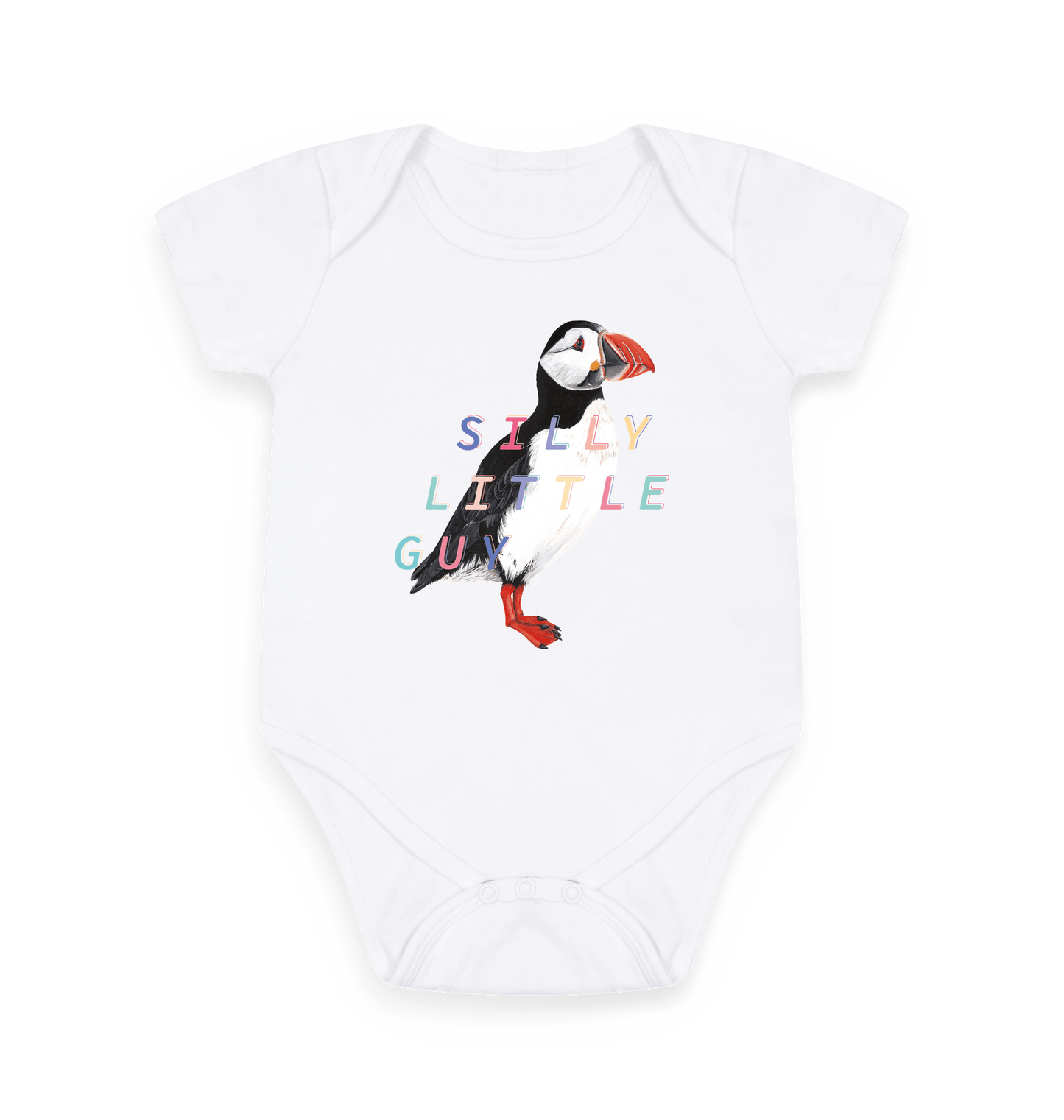 White Printed baby grow Front