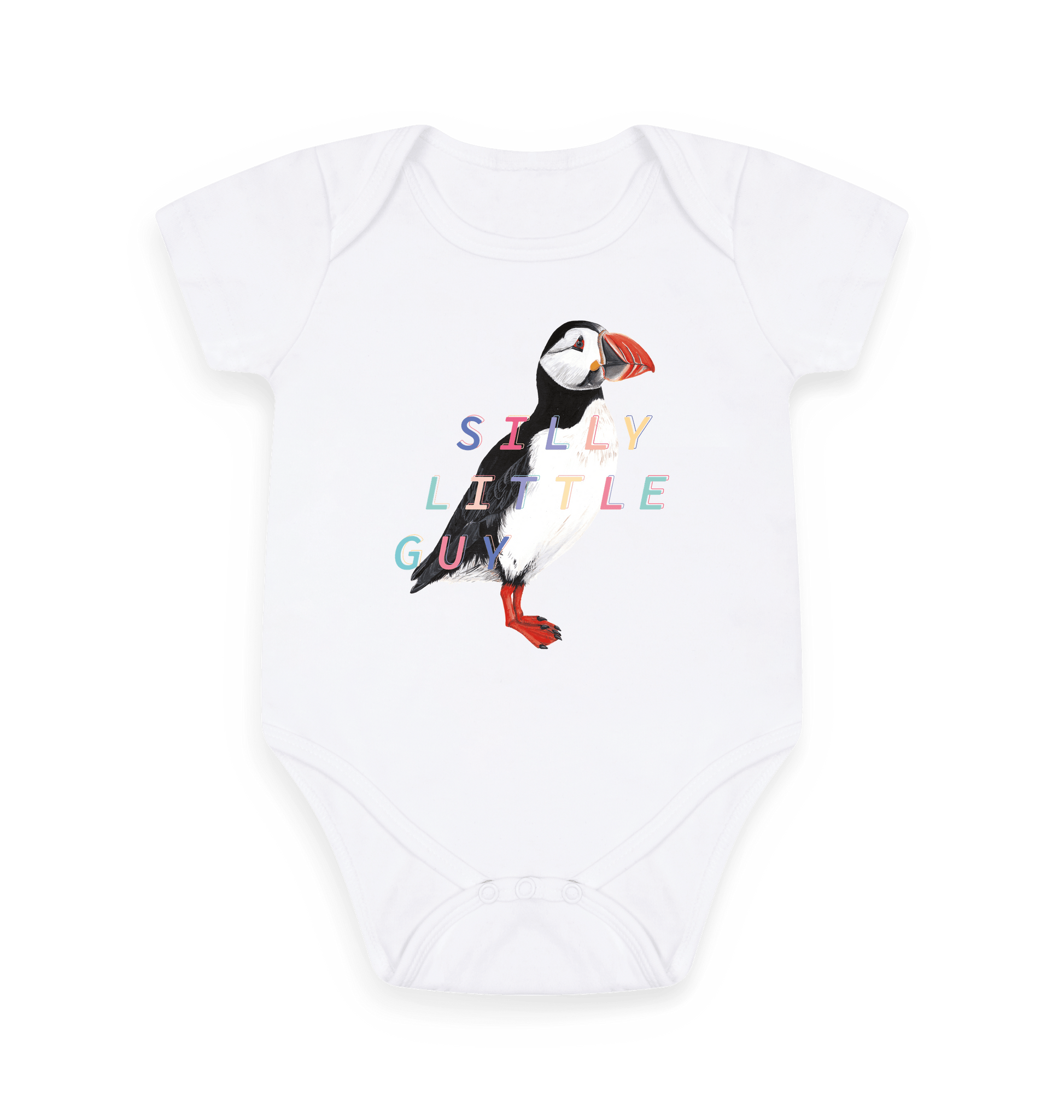 White Printed baby grow Front