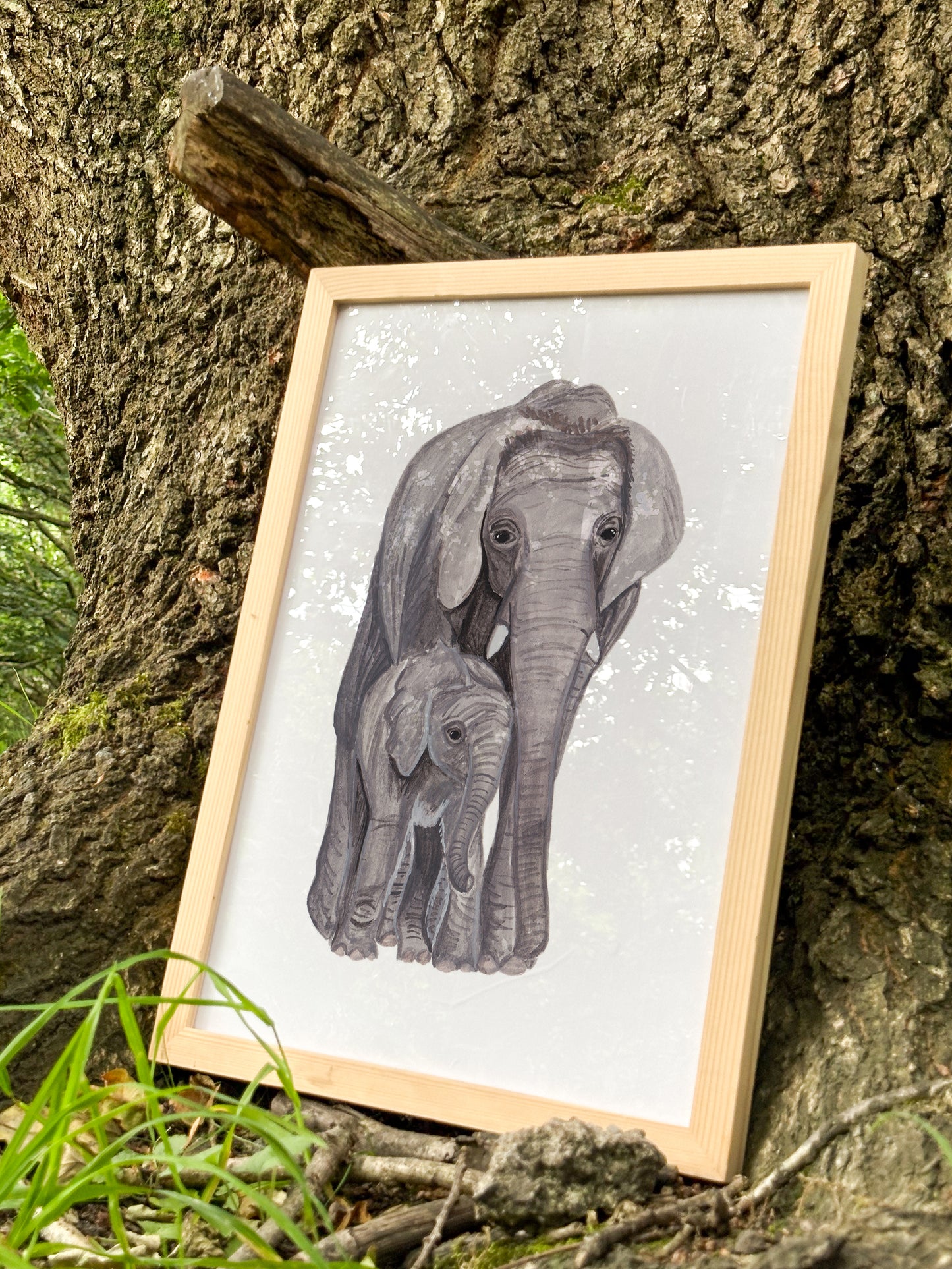 Elephant Mother and Babe Print