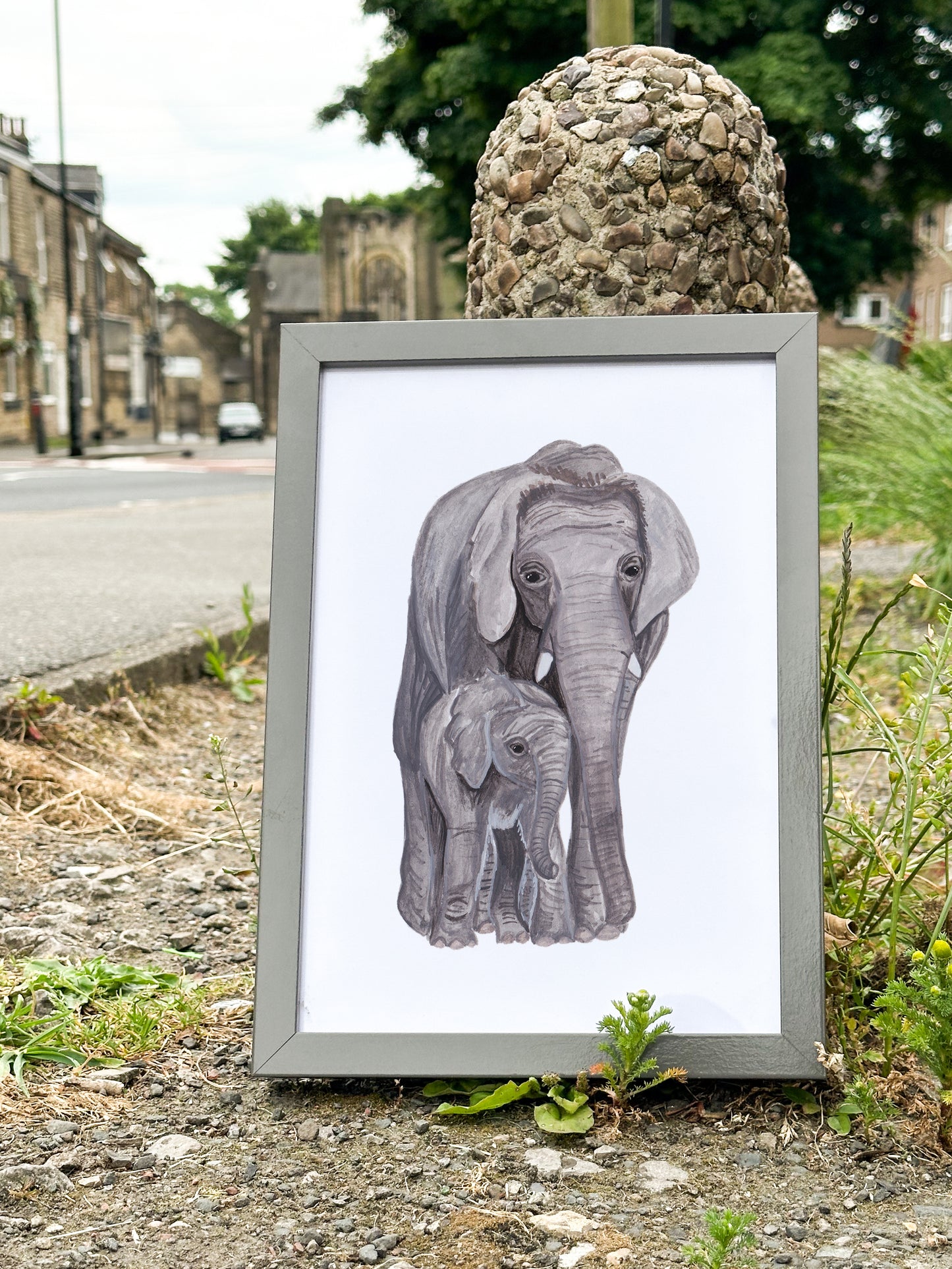 Elephant Mother and Babe Print