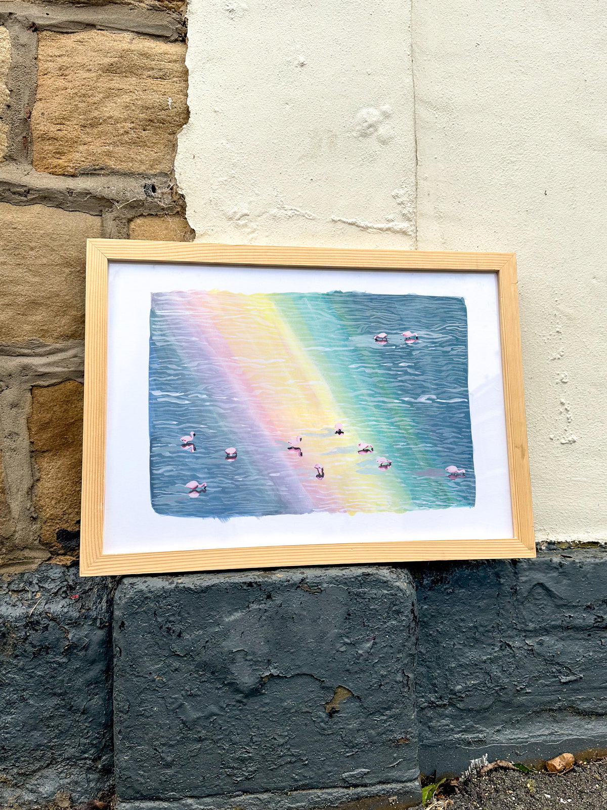 Flamingos on the Salt Pan Art Print