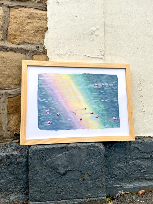 Flamingos on the Salt Pan Art Print