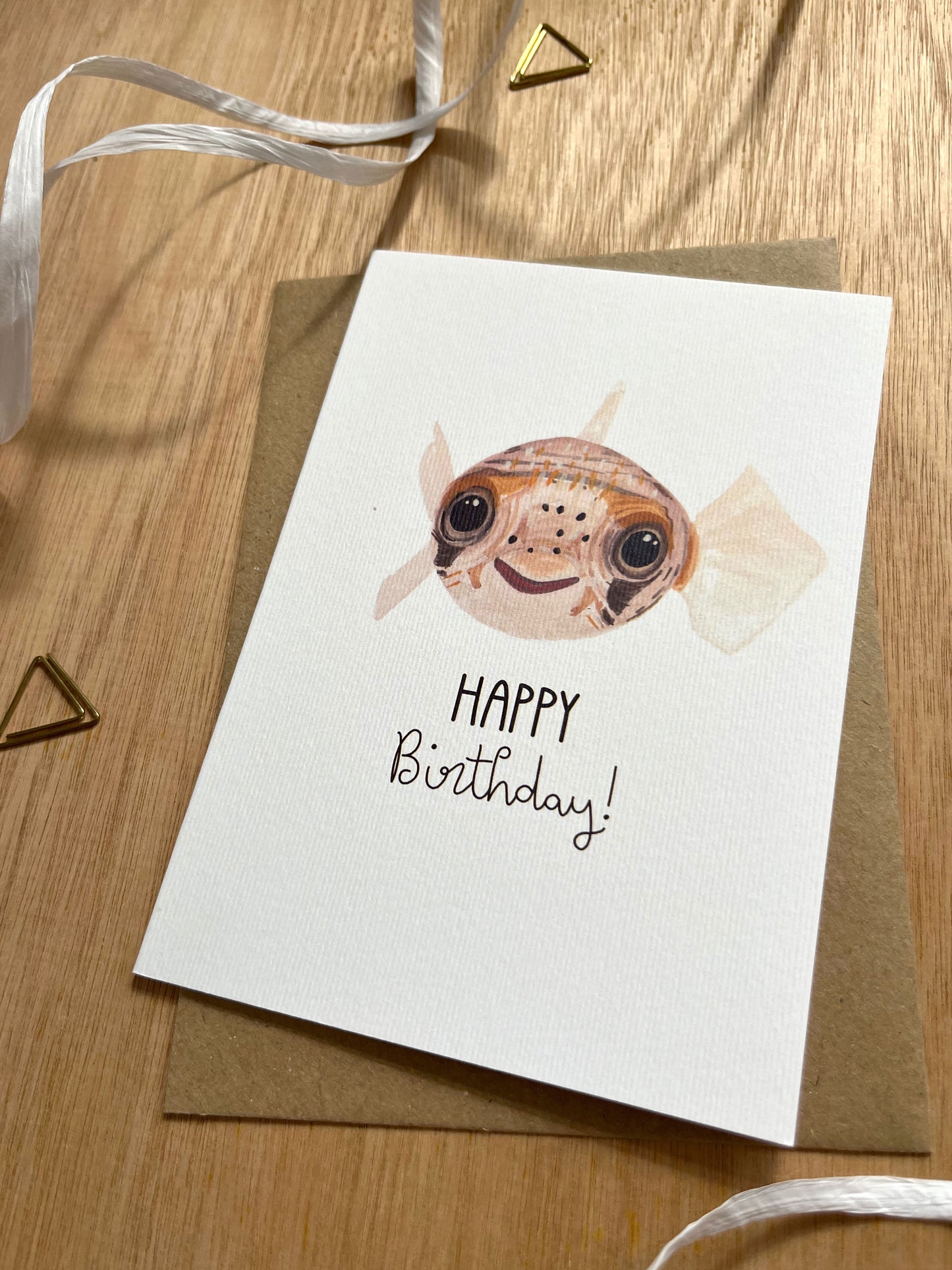 Happy Birthday Puffer Fish Card