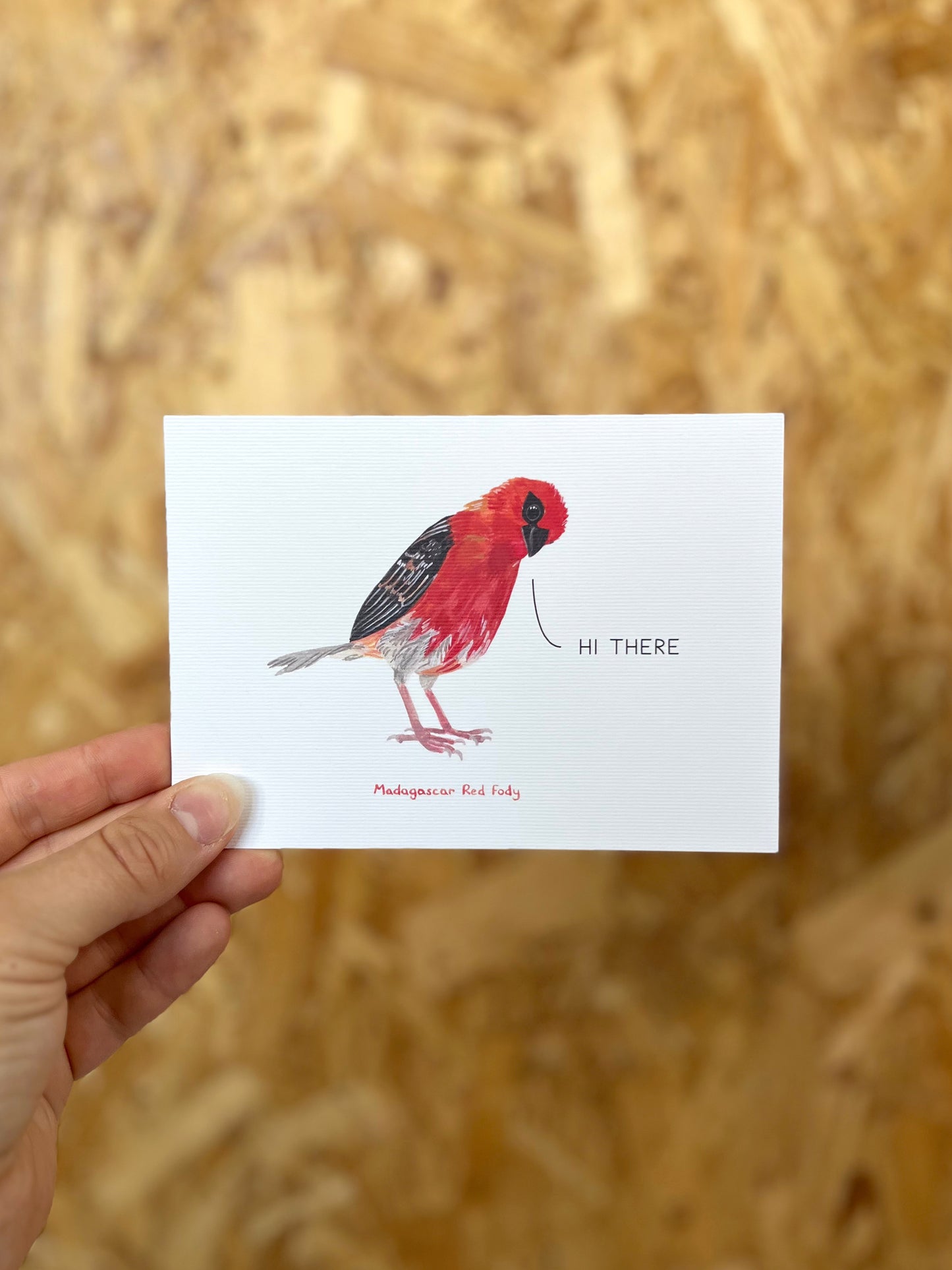 Hi There Madagascar Red Fody Card