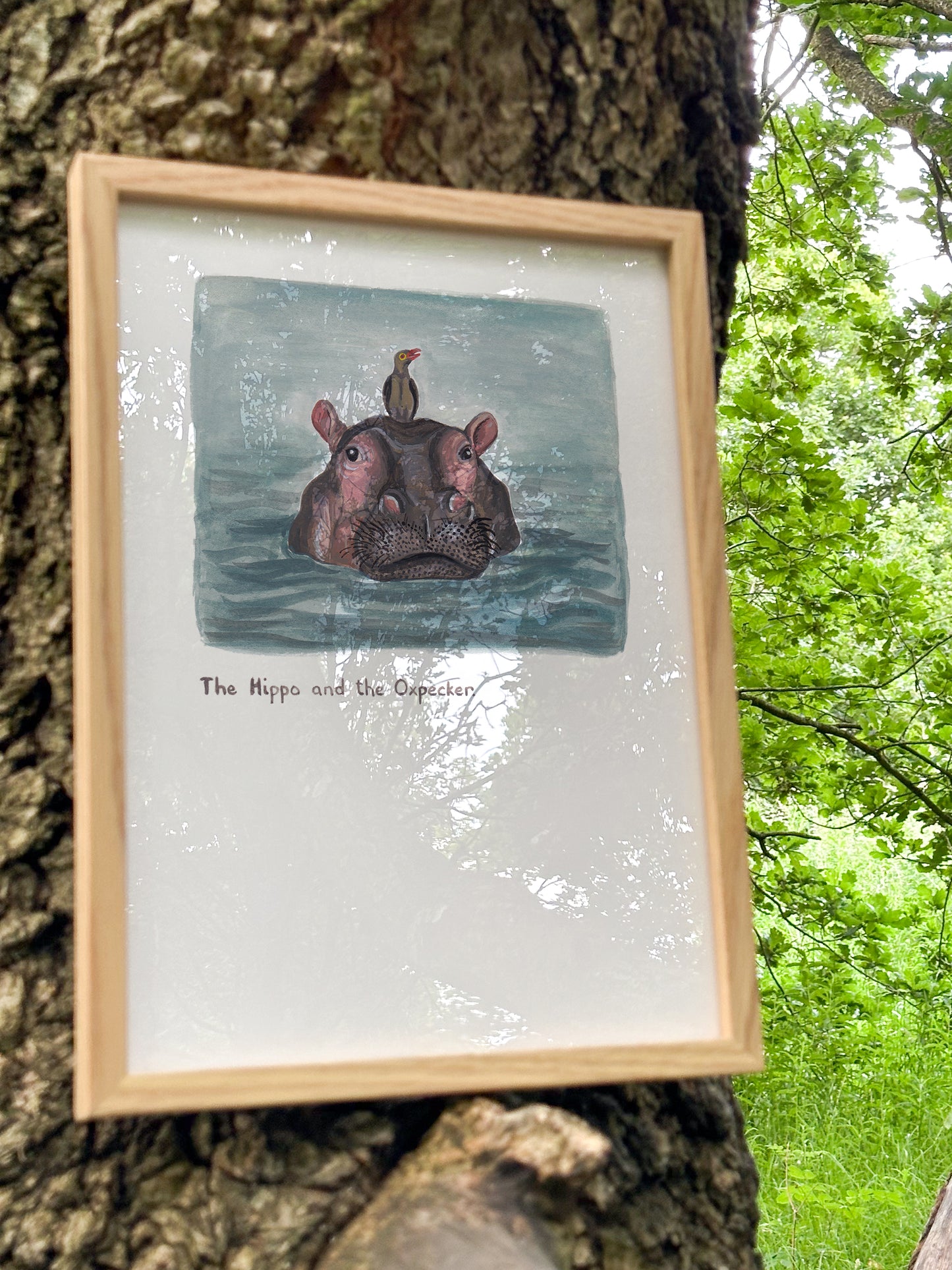 Hippo and the Oxpecker Print