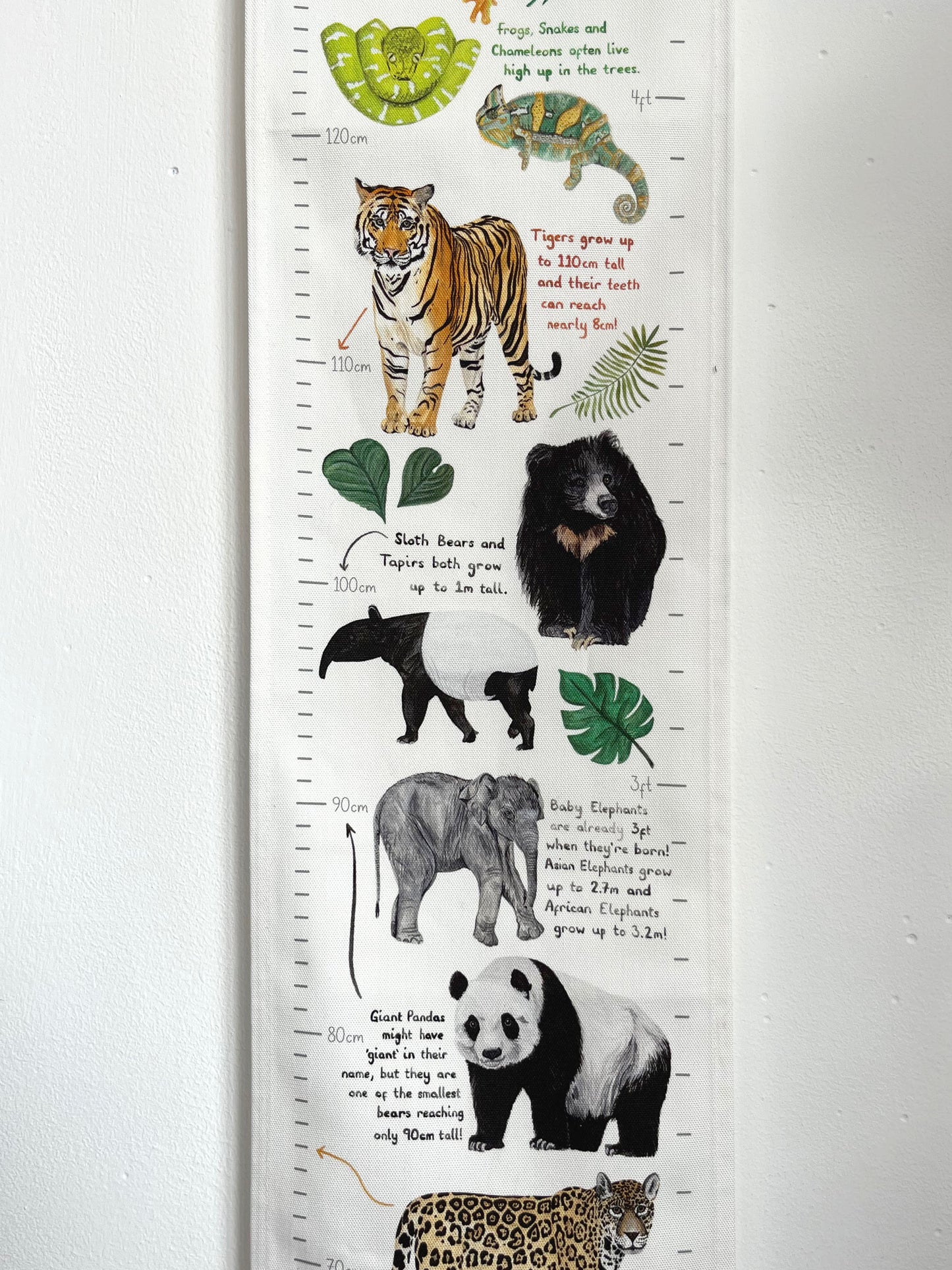 Jungle Animals Fabric Height Chart