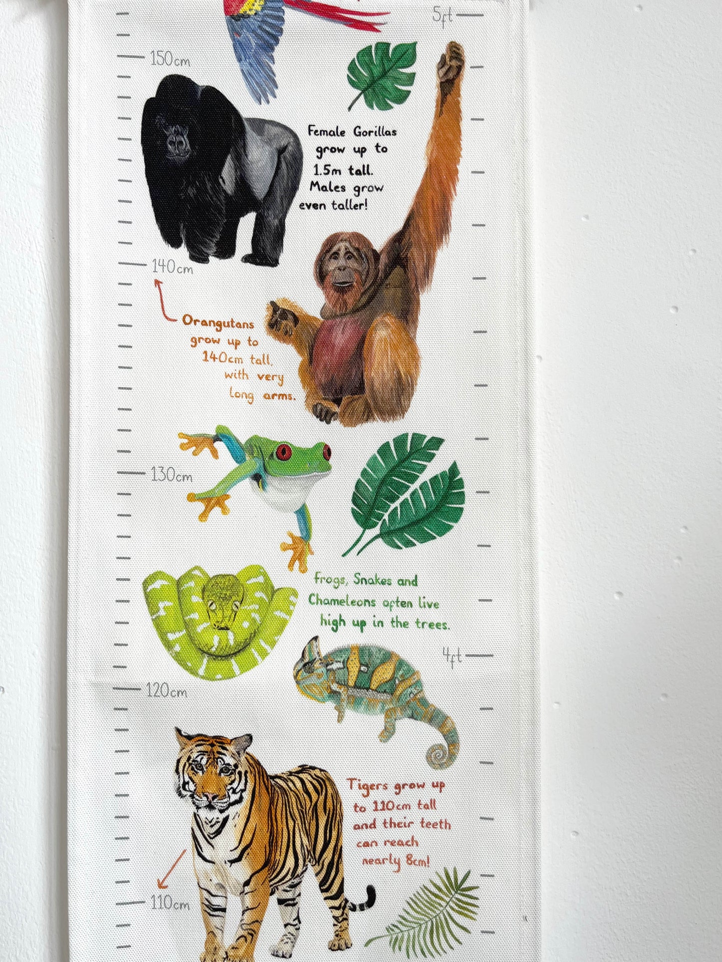 Jungle Animals Fabric Height Chart