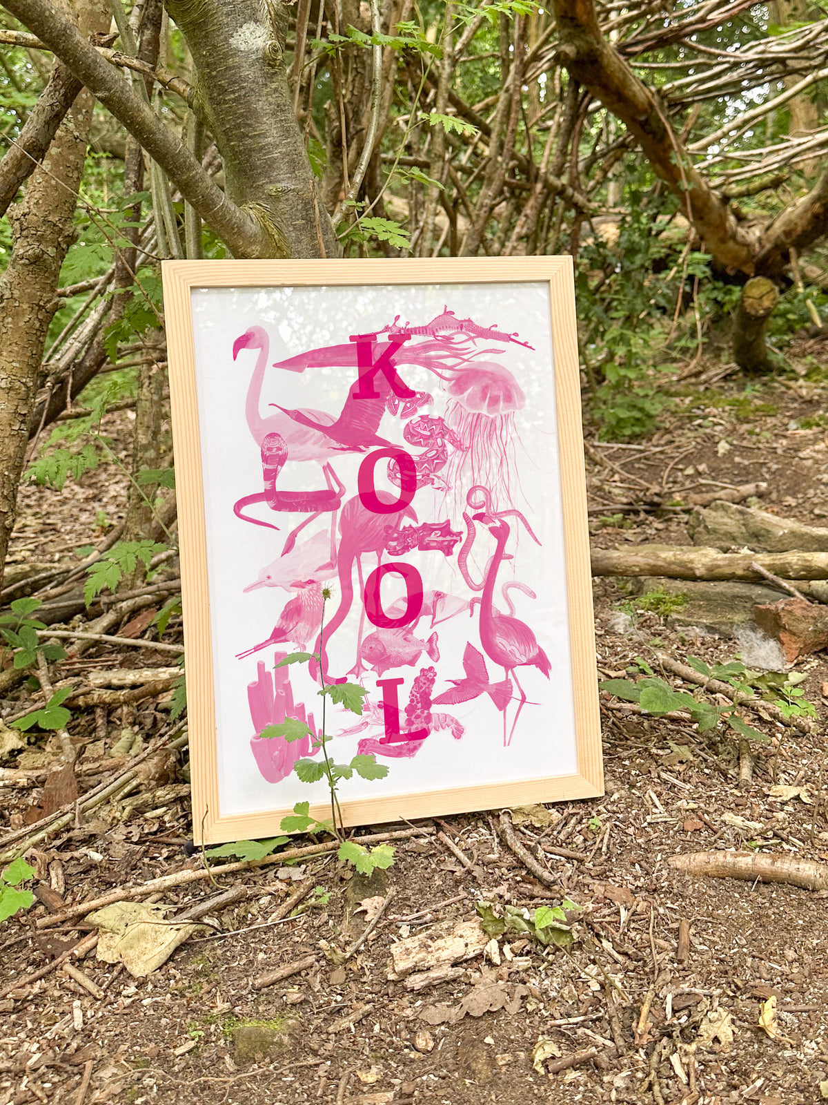 Kool Pink Animals Art Print