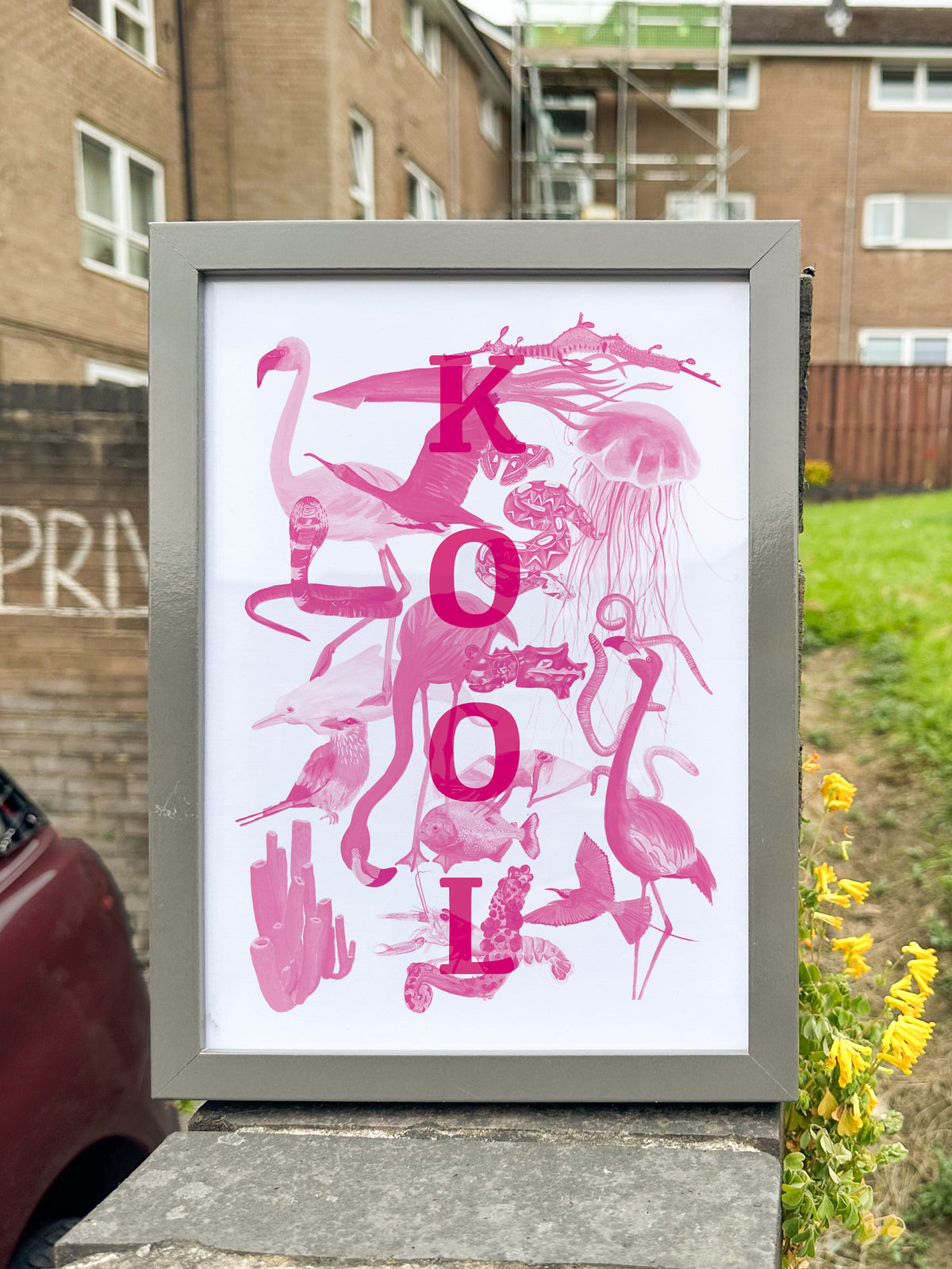 Kool Pink Animals Art Print