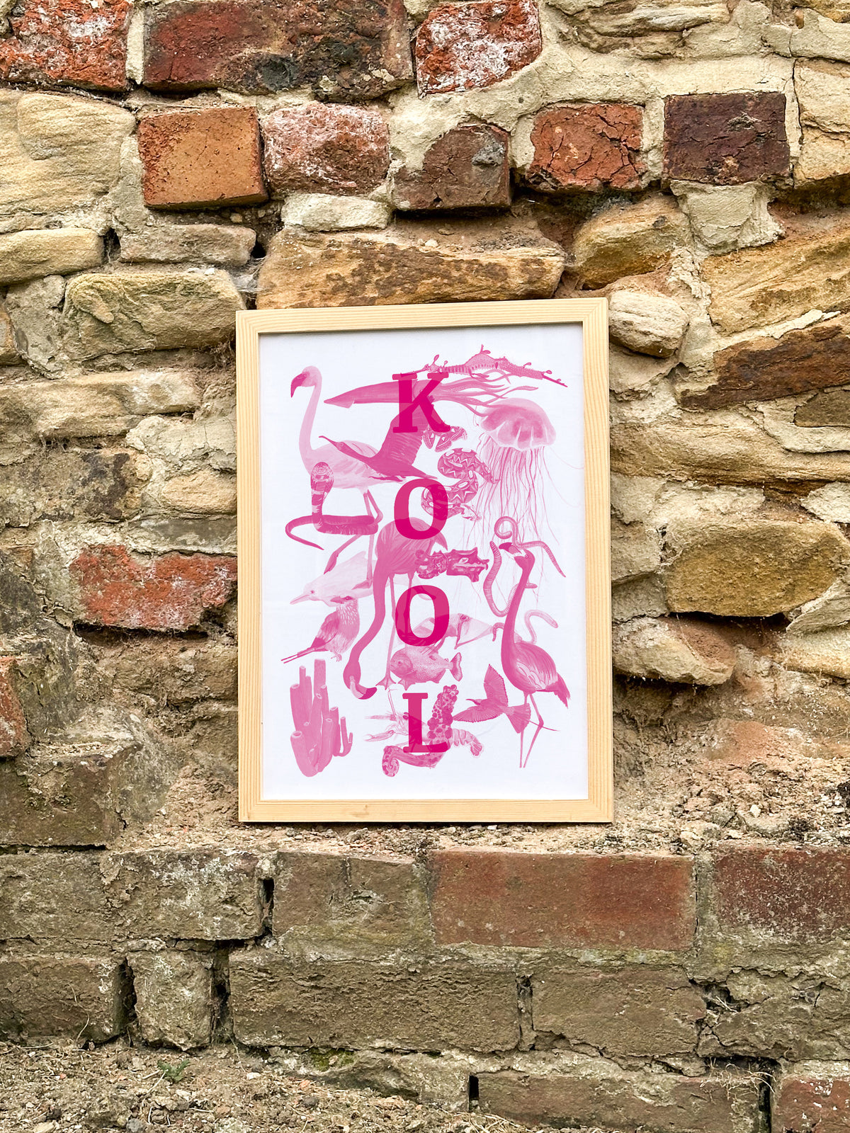 Kool Pink Animals Art Print