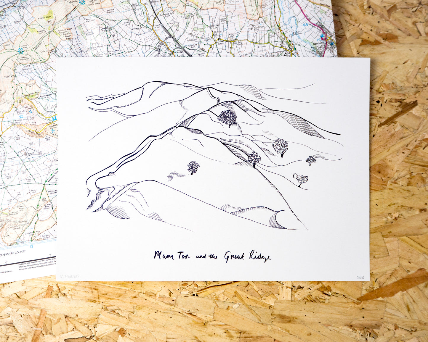 Mam Tor and the Great Ridge Illustration Print