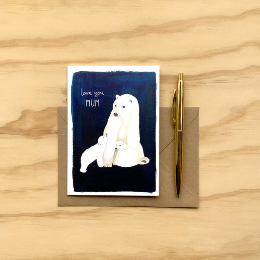 Love You Mum Polar Bear Card