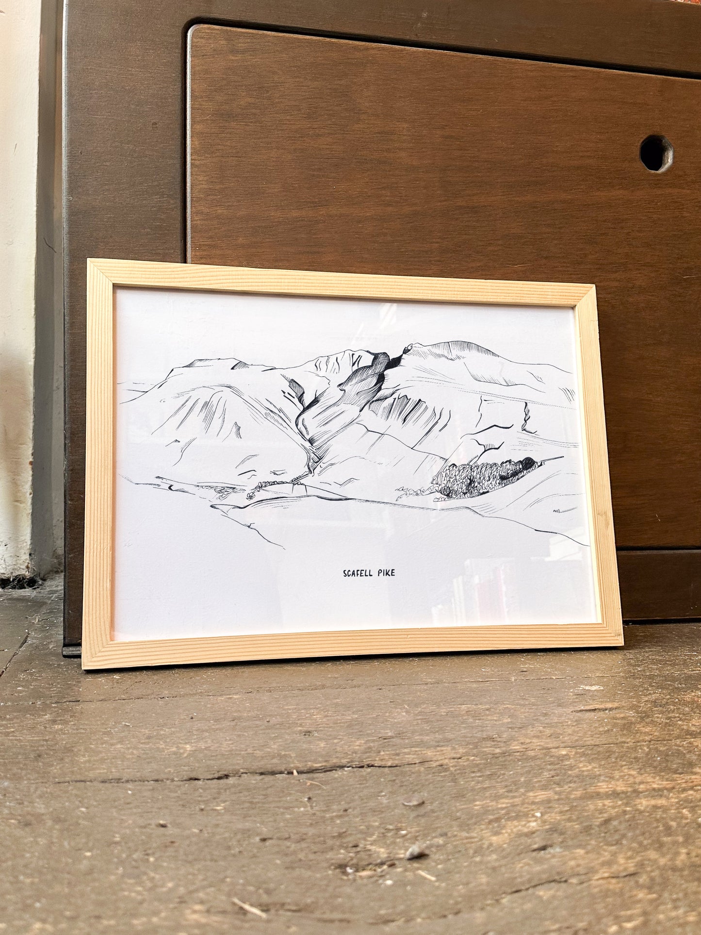 Scafell Pike Line Illustration Print