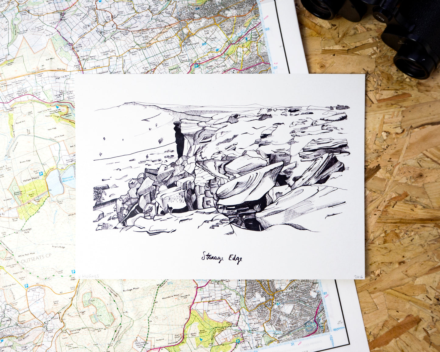 Stanage Edge Illustration Print