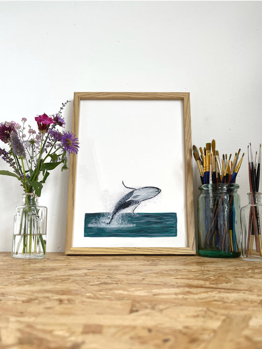 Whale Jumping Print