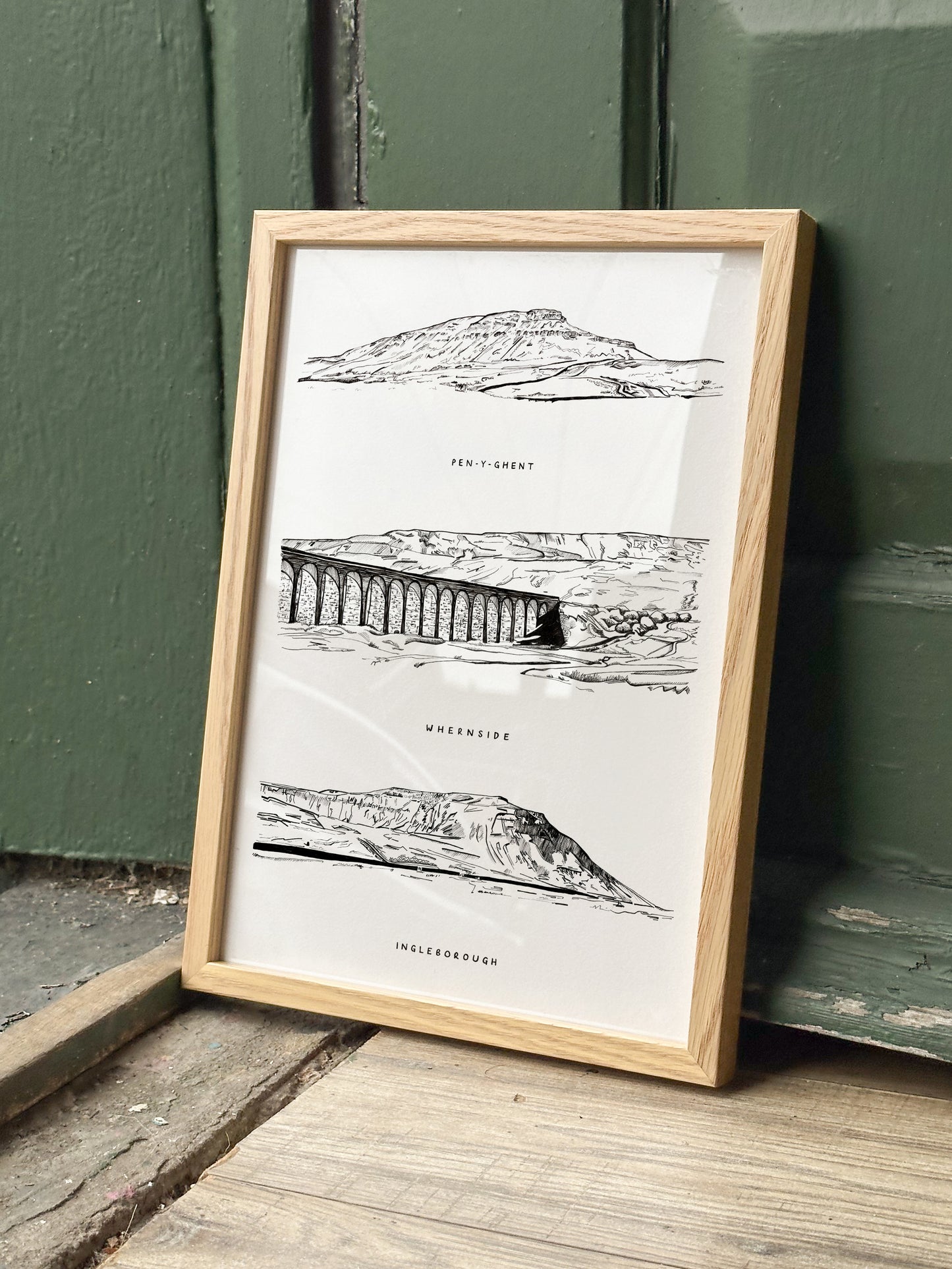Yorkshire Three Peaks Illustration Print