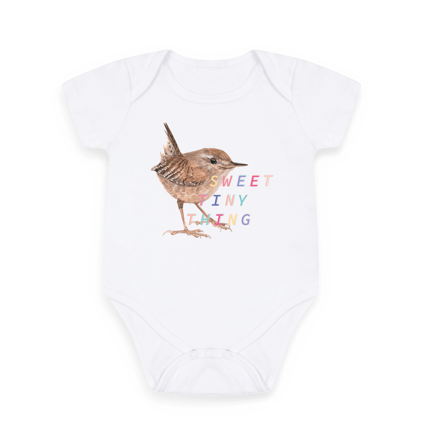 White Printed baby grow Front