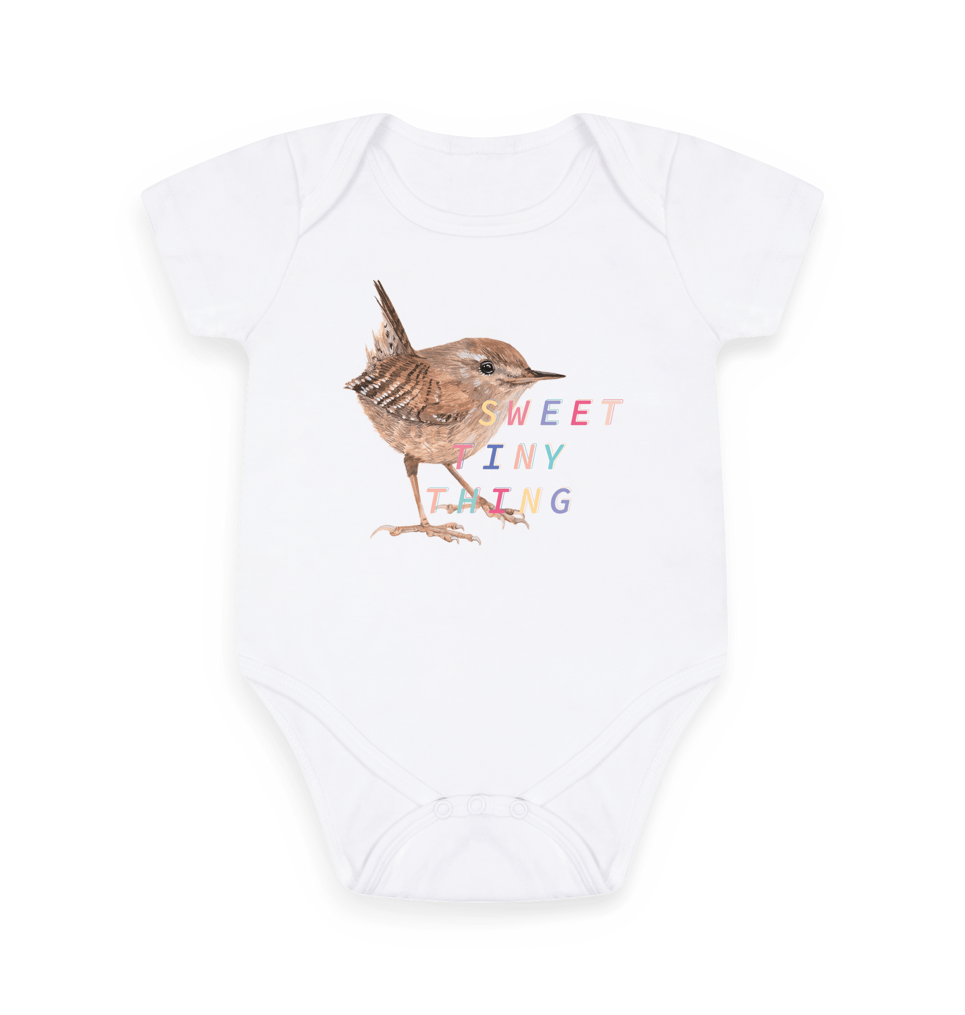 White Printed baby grow Front